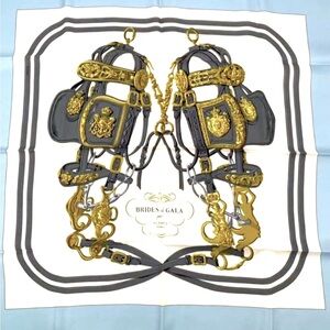 Hermes Brides de Gala Silk Scarf in Cream, Black & Gold